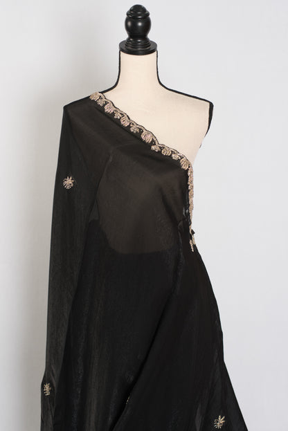 Gauri | Black Designer Partywear Saree with Intricate Embroidery image 4