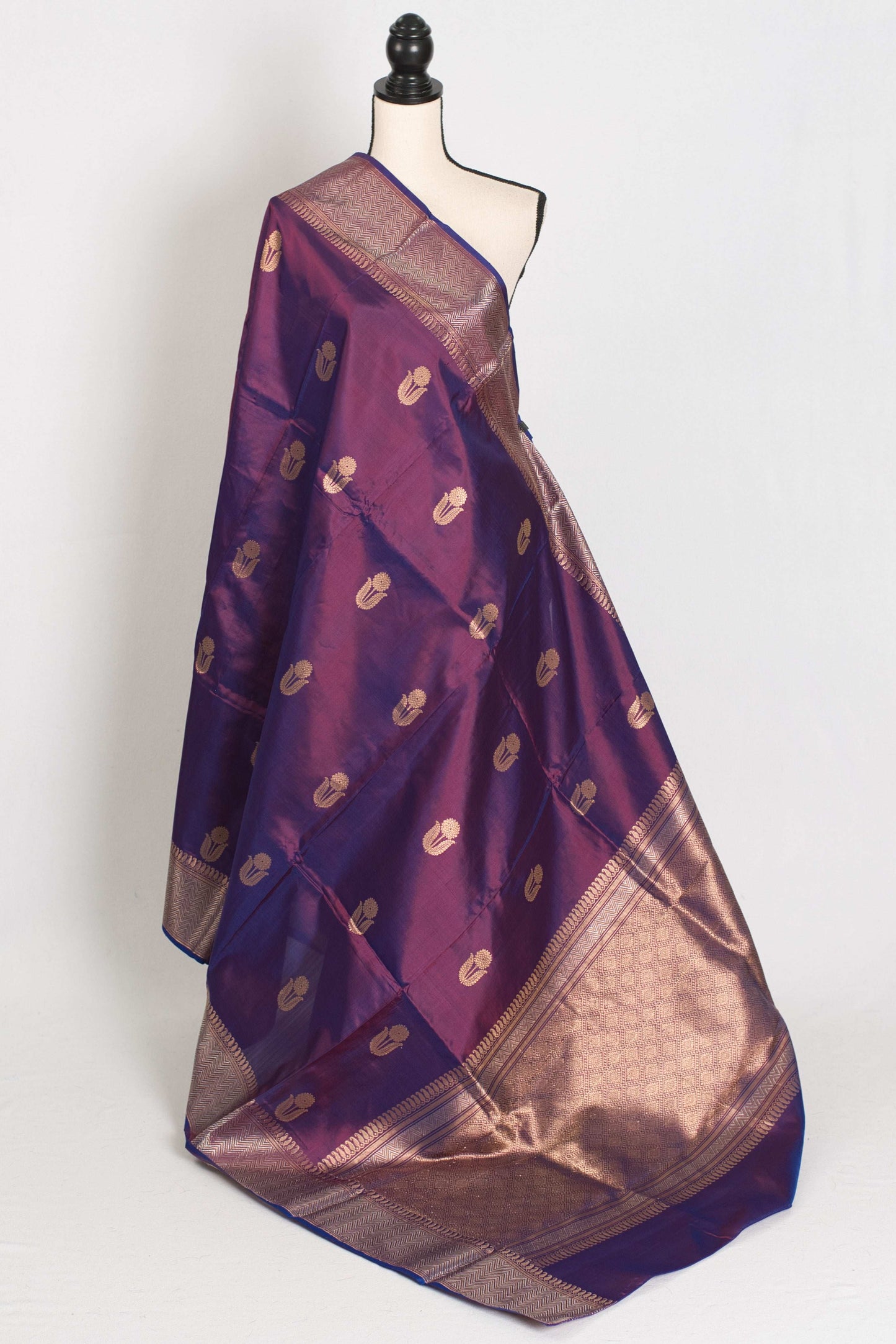 Zaina : Silk Mark Certified Purple Banarasi Silk Saree with Resham Thread Work image 1