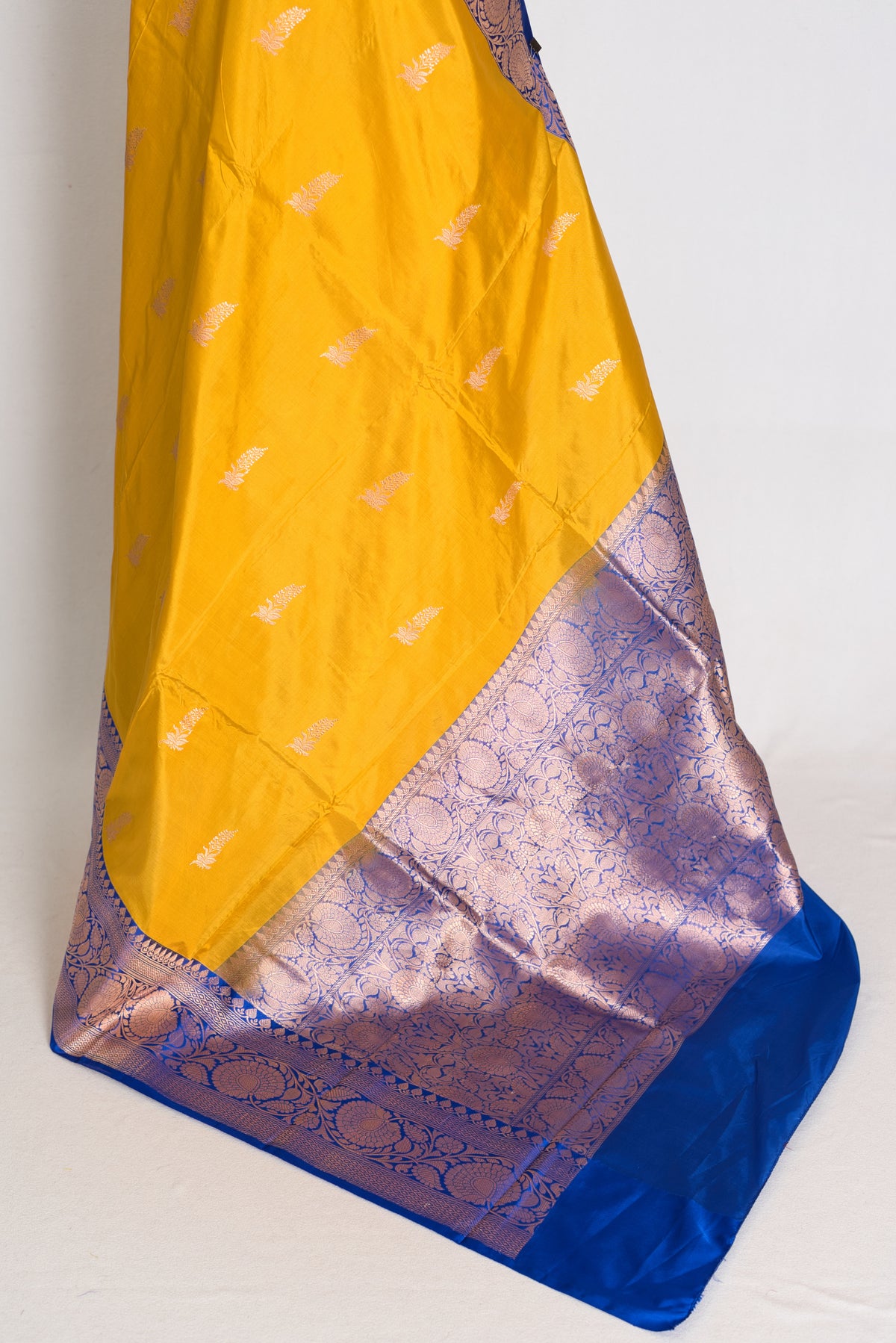 Shukti : Yellow Pure Katan Banarasi Silk Saree with Gold Zari | Silk Mark image 3