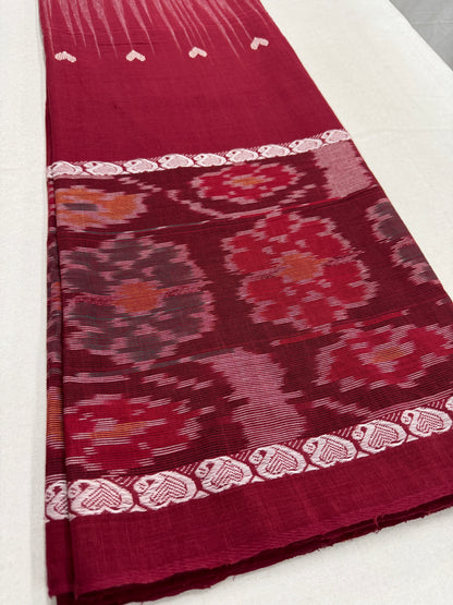 Pritha : Beige and Maroon Dhaniakhali Soft Cotton Saree with Kotki Border image 6