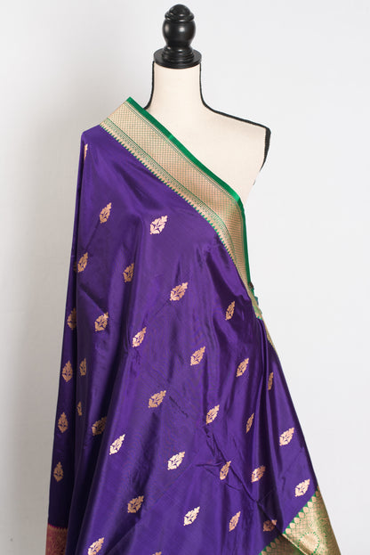 Nayana : Silk Mark Certified Purple Katan Banarasi Saree image 4