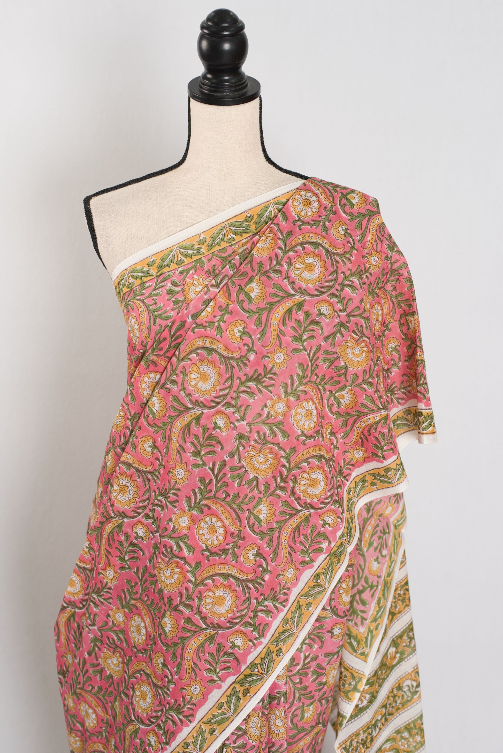 Jia: Pink Kalamkari Printed Mulmul Cotton Saree | Soft Lightweight Handloom image 6