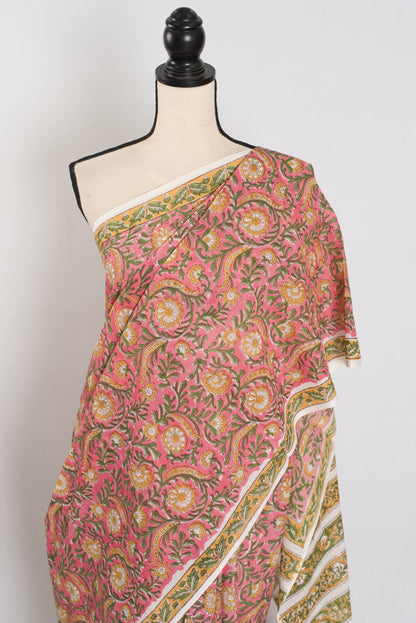 Jia: Pink Kalamkari Printed Mulmul Cotton Saree | Soft Lightweight Handloom image 6