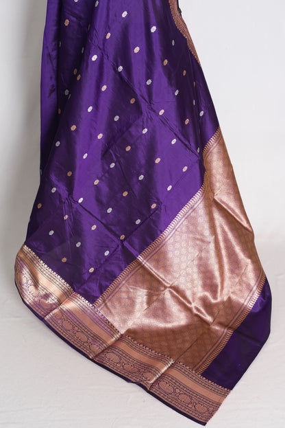 Diya: Purple and Antique Gold Katan Banarasi Silk Saree image 5