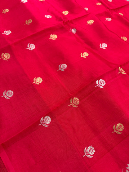 Scarlet Blossom : Silk Mark Certified Lightweight Red Banarasi Saree image 5