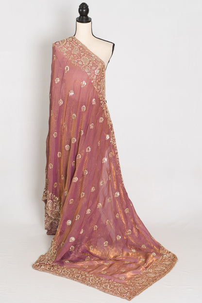 Farheen | Soft Peach Purple Organza Saree | Luxury Cocktail & Wedding Reception image 1