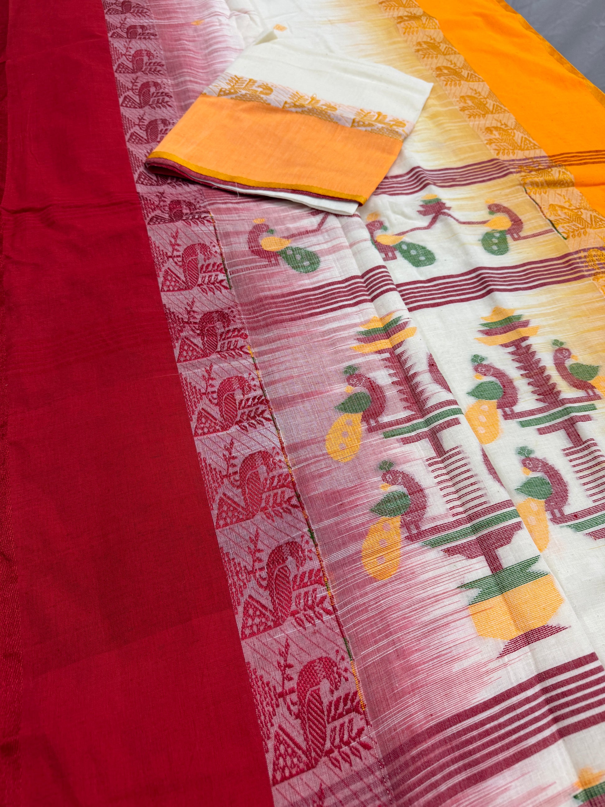 Bidisha : Off White Soft Cotton Bengali Handloom Saree image 3