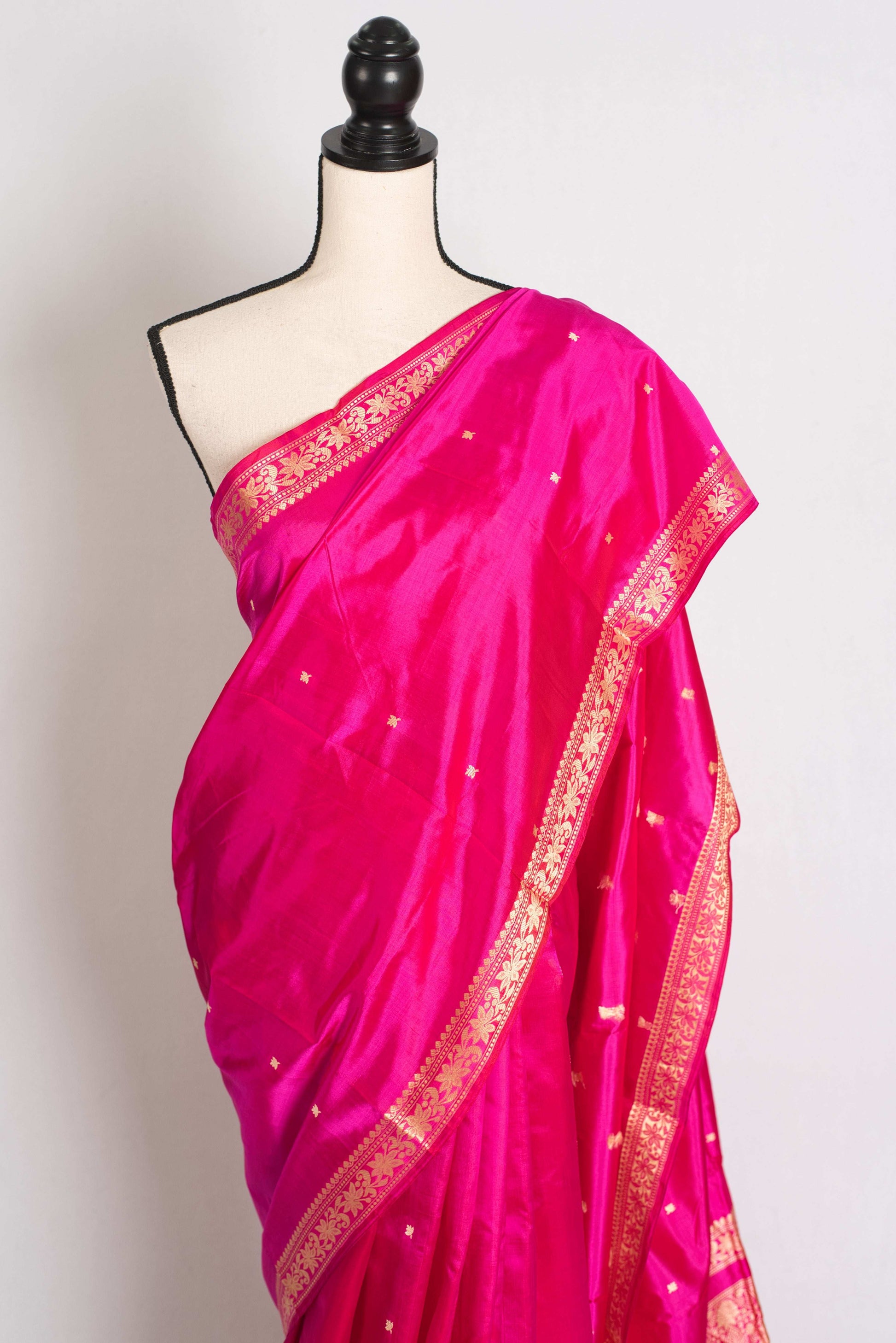 Giri : Certified Silk Banarasi Saree with Resham Work in Hot Pink image 5