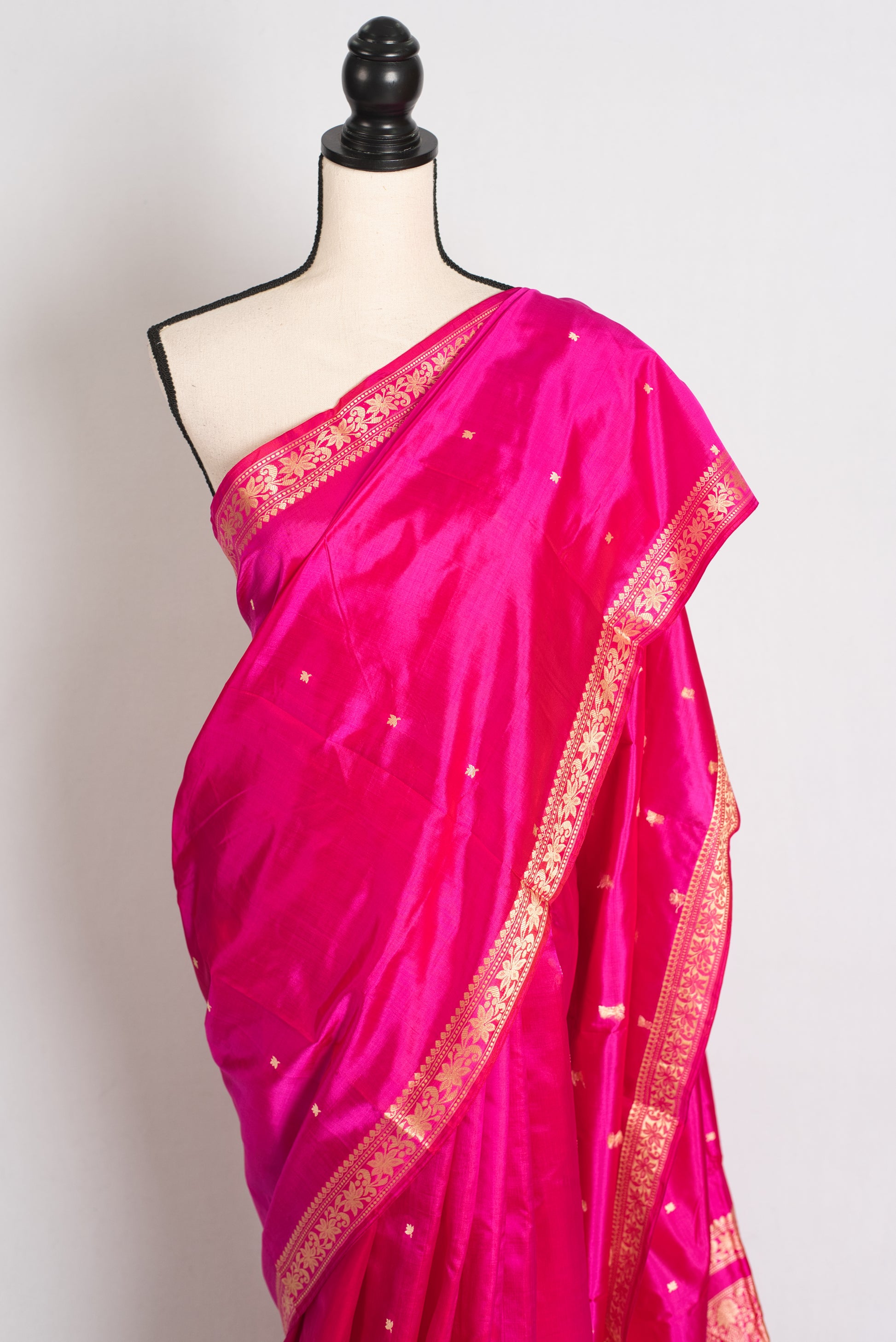 Giri : Certified Silk Banarasi Saree with Resham Work in Hot Pink image 5