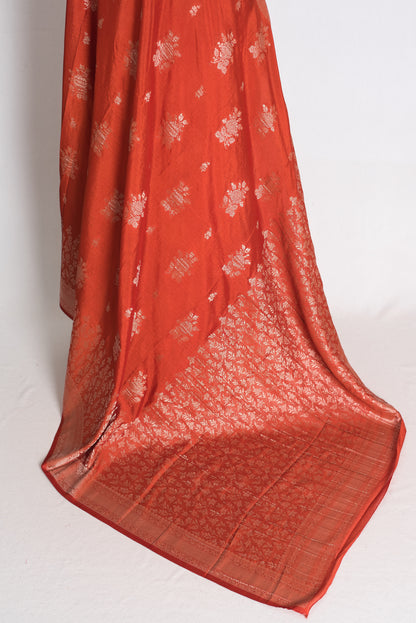 Priya: Rust Brown Lightweight Semi Georgette Banarasi Saree image 3