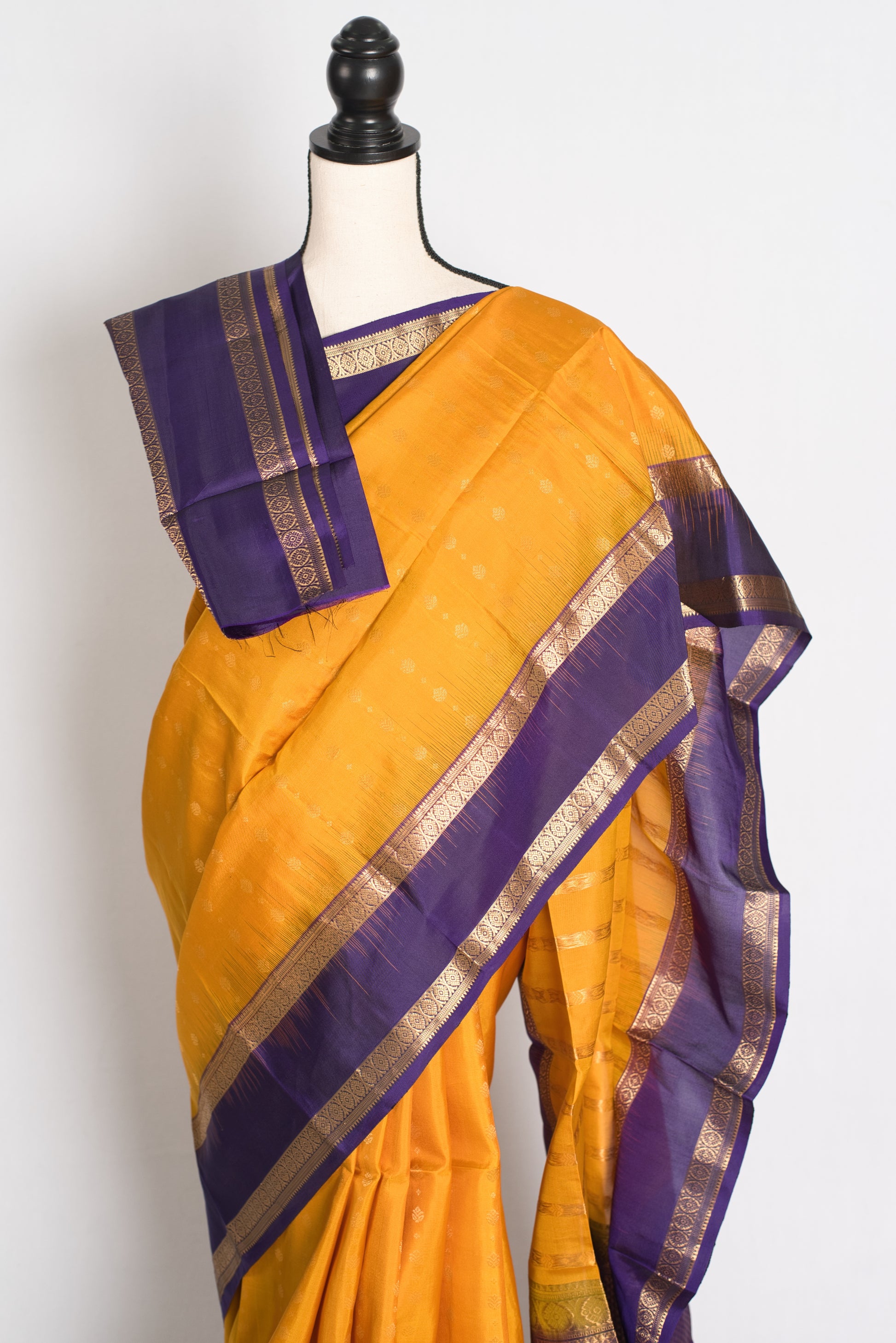 Lakshmi : Yellow and Purple Silk Mark Certified Kanchipuram Silk Saree image 2