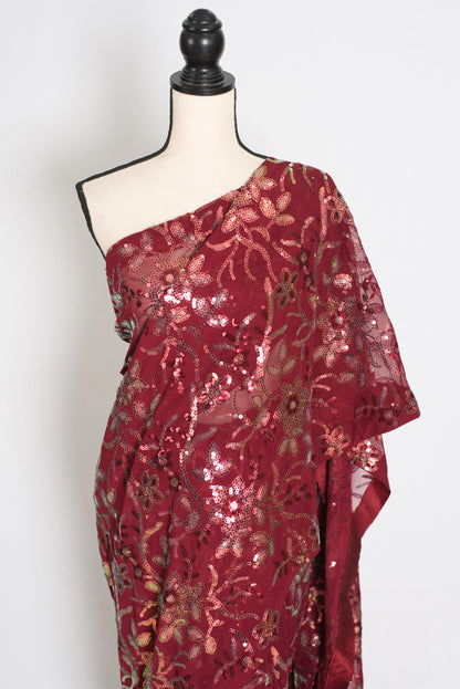 Preeti | Brownish Maroon Sequin Saree | Luxury Partywear & Graduation Collection image 6