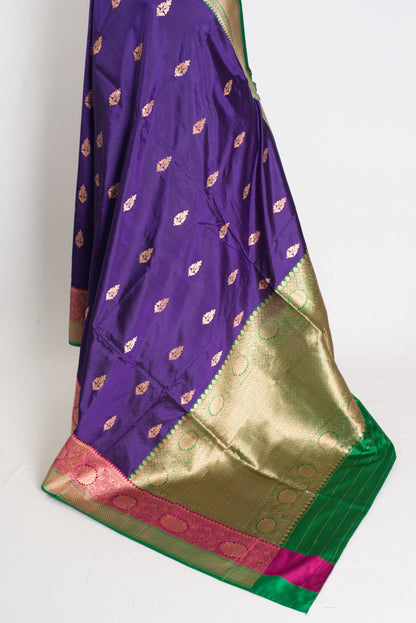 Nayana : Silk Mark Certified Purple Katan Banarasi Saree image 3
