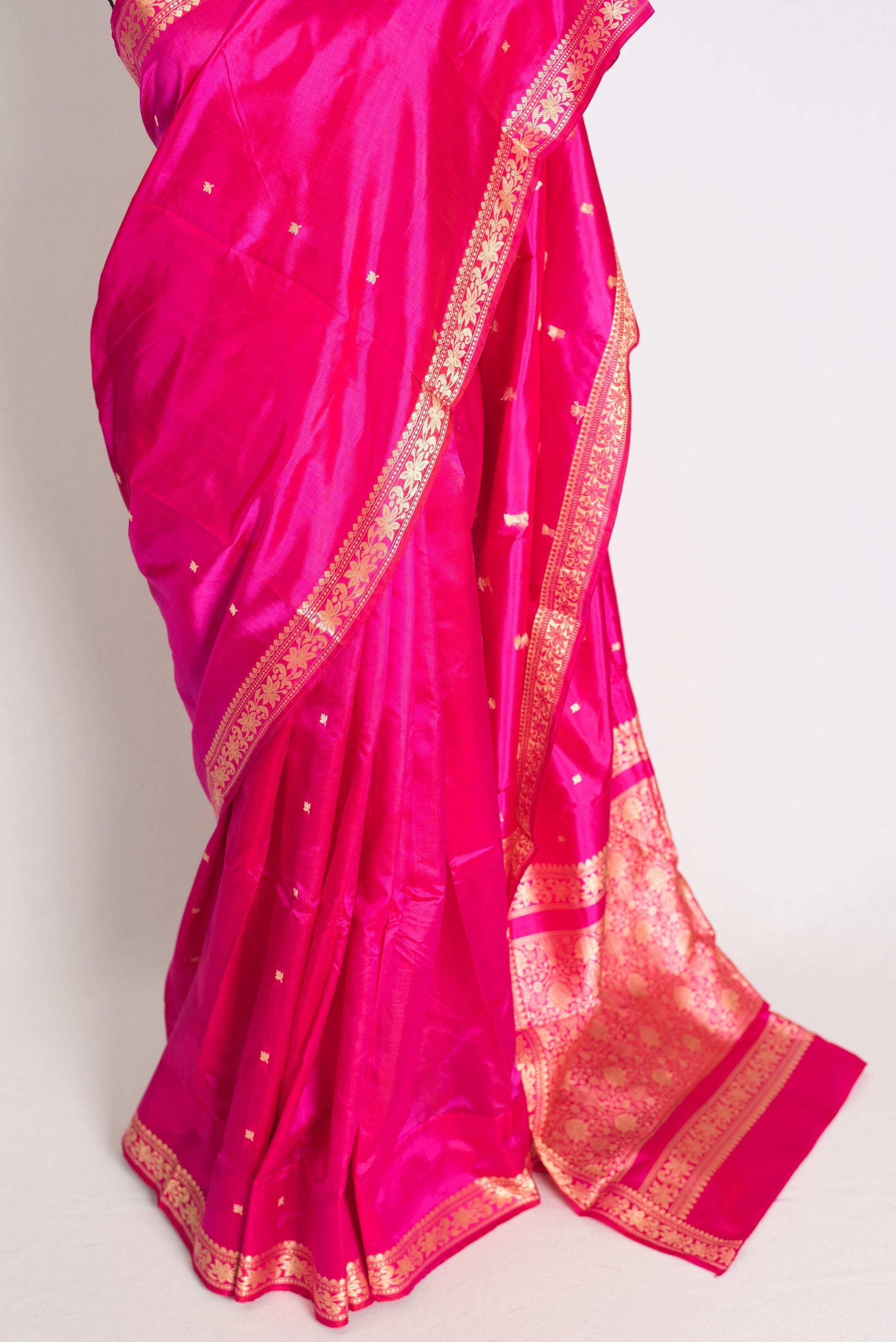 Giri : Certified Silk Banarasi Saree with Resham Work in Hot Pink image 6