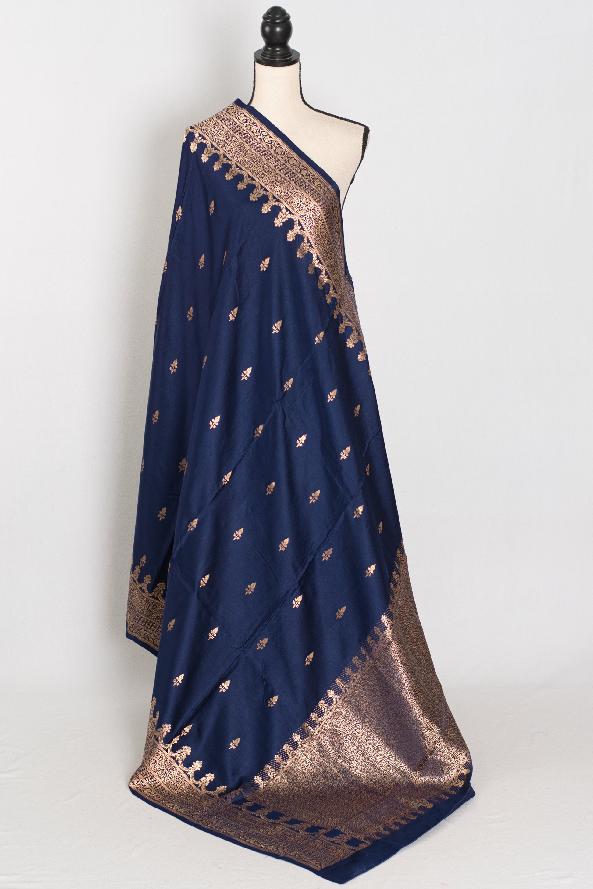 Ayesha | Midnight Blue Premium Mashru Banarasi Silk Saree image 1