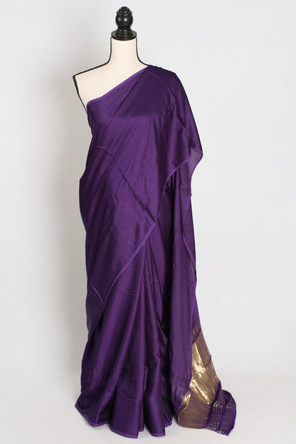 Bindi : Purple and Gold Designer Modal Silk Partywear Saree - Saree Mandi