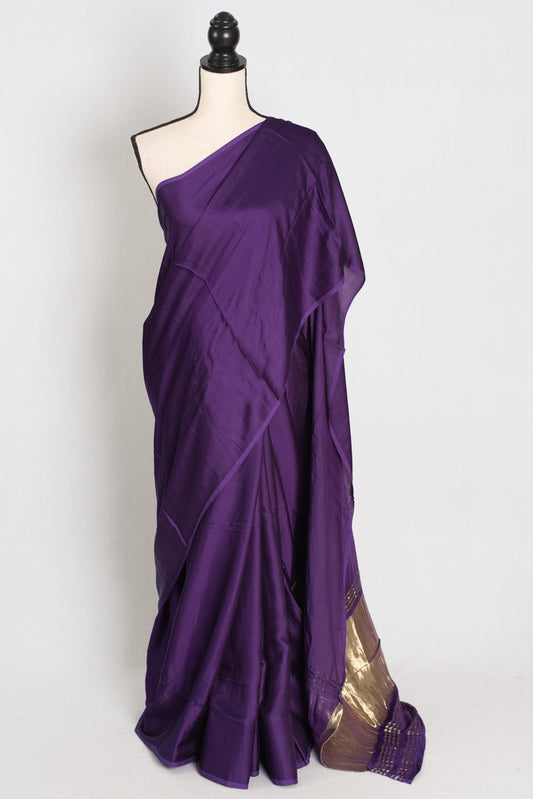 Bindi : Purple and Gold Designer Modal Silk Partywear Saree - Saree Mandi
