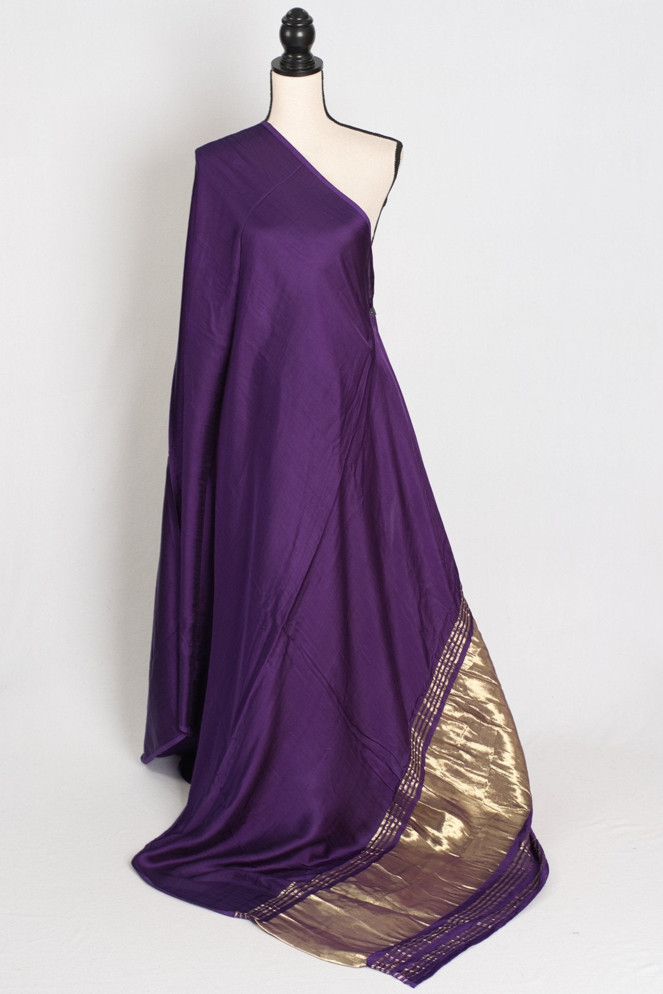 Bindi : Purple and Gold Designer Modal Silk Partywear Saree - Saree Mandi