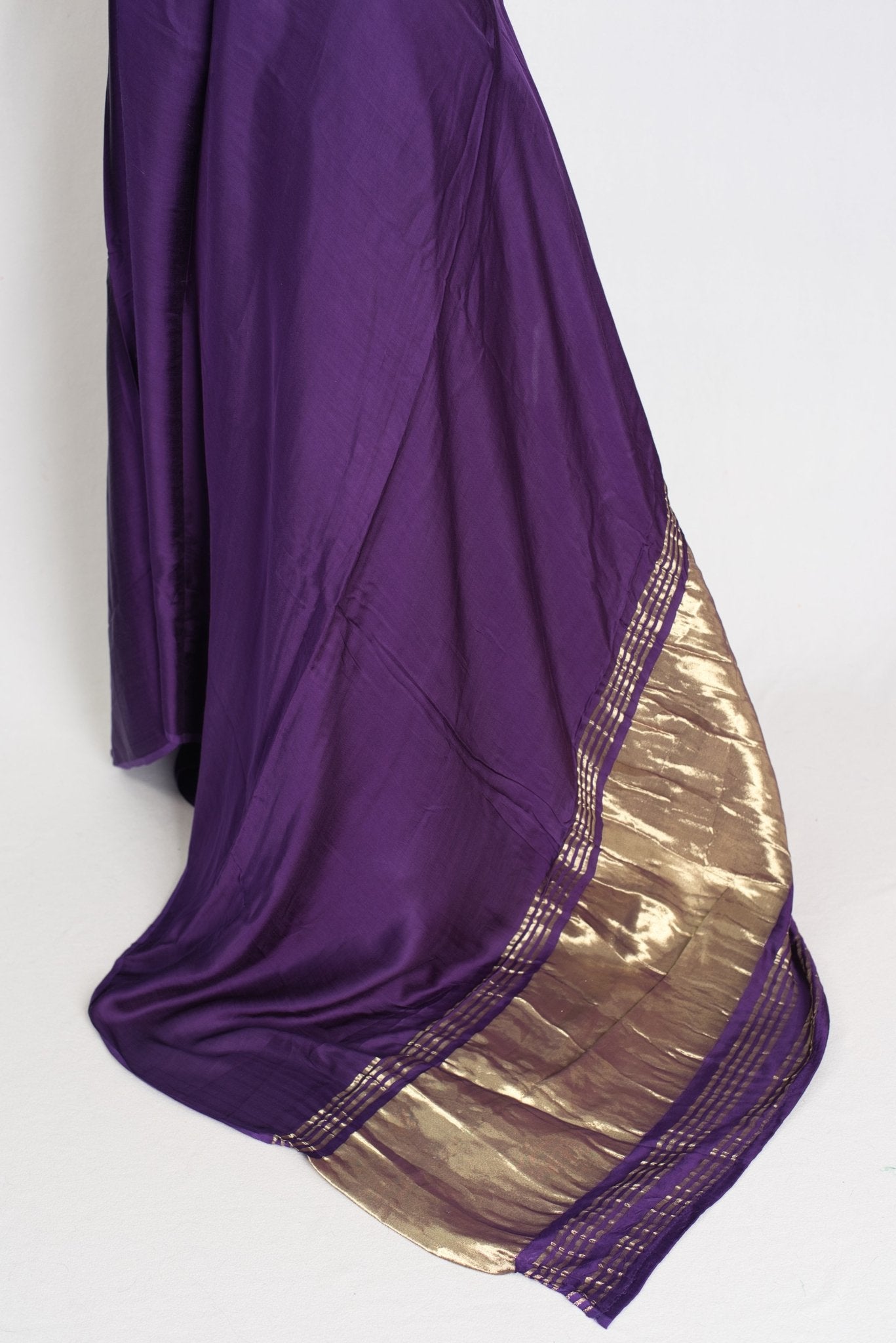 Bindi : Purple and Gold Designer Modal Silk Partywear Saree - Saree Mandi