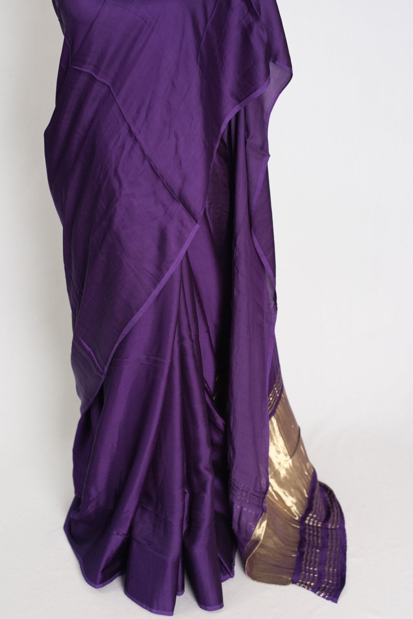 Bindi : Purple and Gold Designer Modal Silk Partywear Saree - Saree Mandi