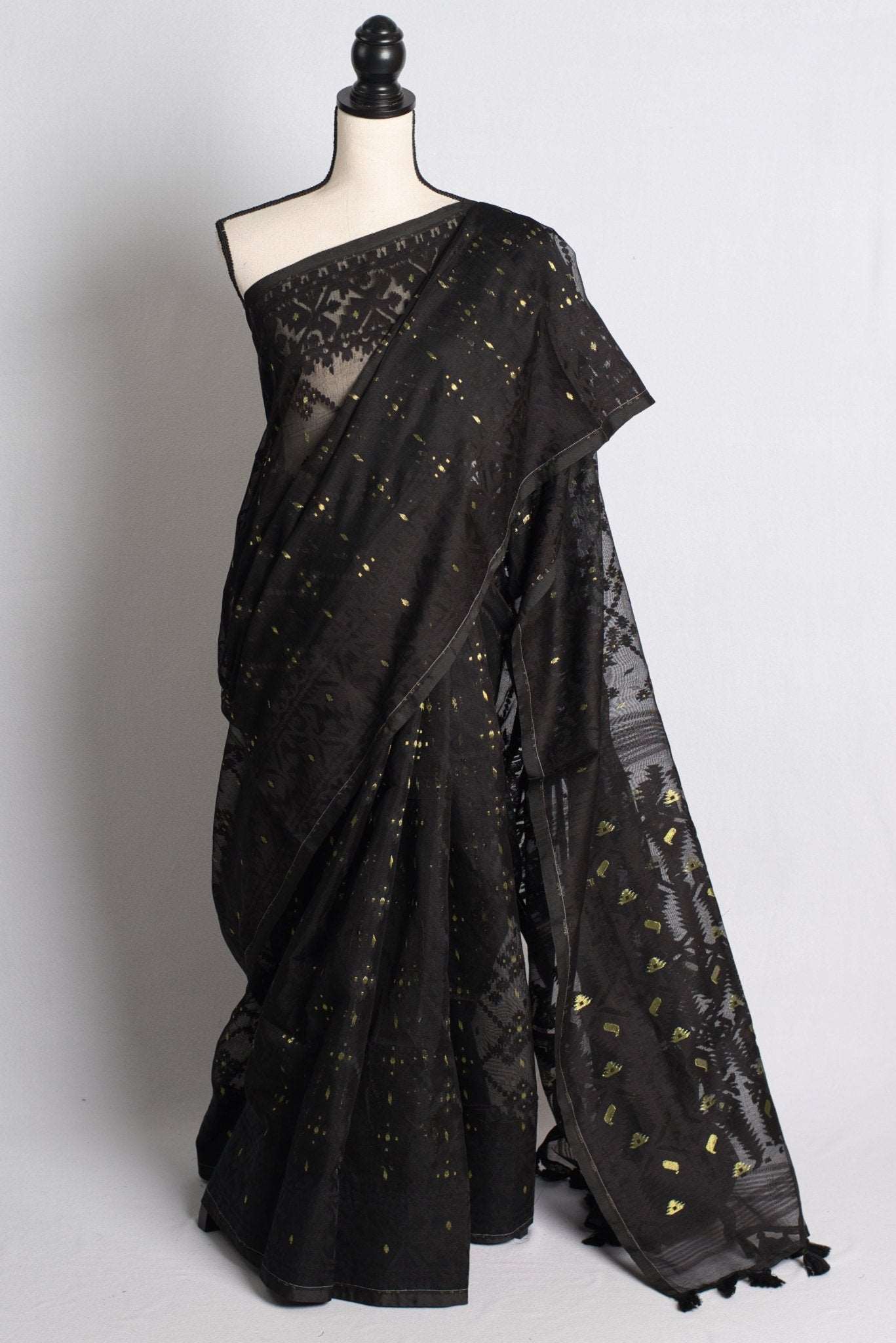 Black Soft Jamdani Saree - Saree Mandi