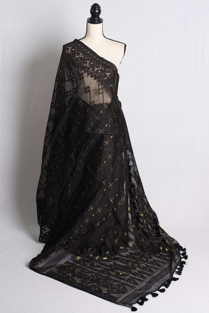 Black Soft Jamdani Saree - Saree Mandi