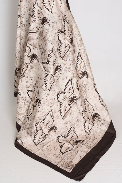 White Silk saree — detail view