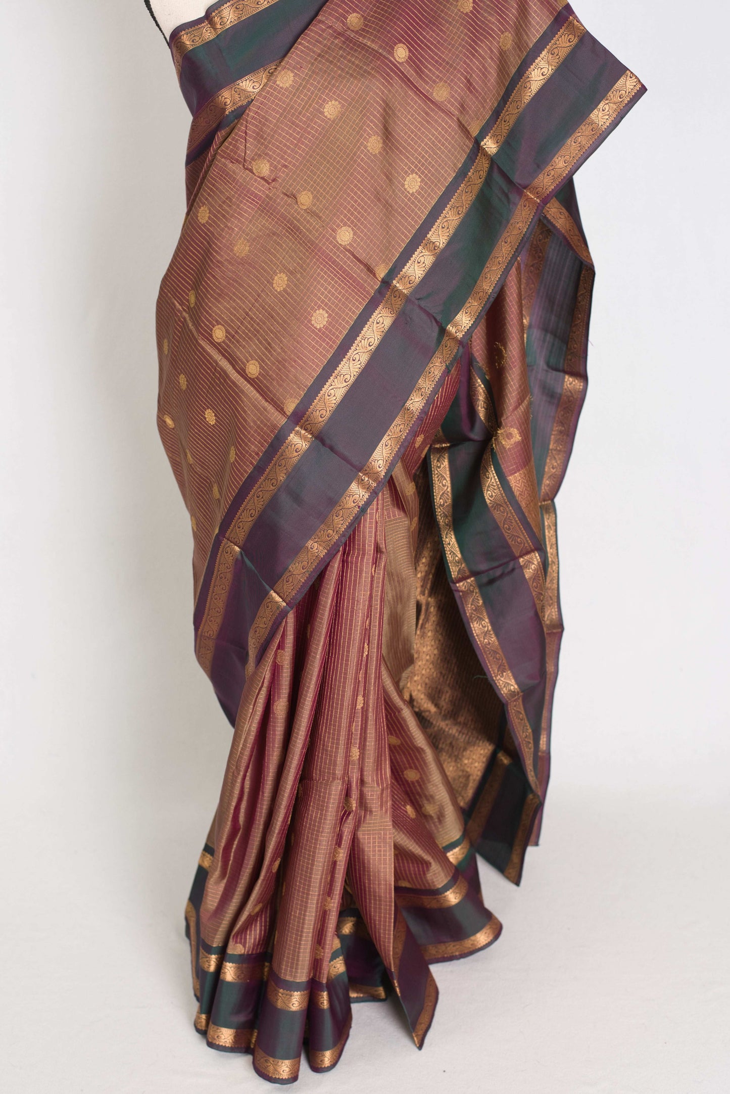 Thailaja : Kattam Pattu English Brown Kanjivaram Silk Saree image 5