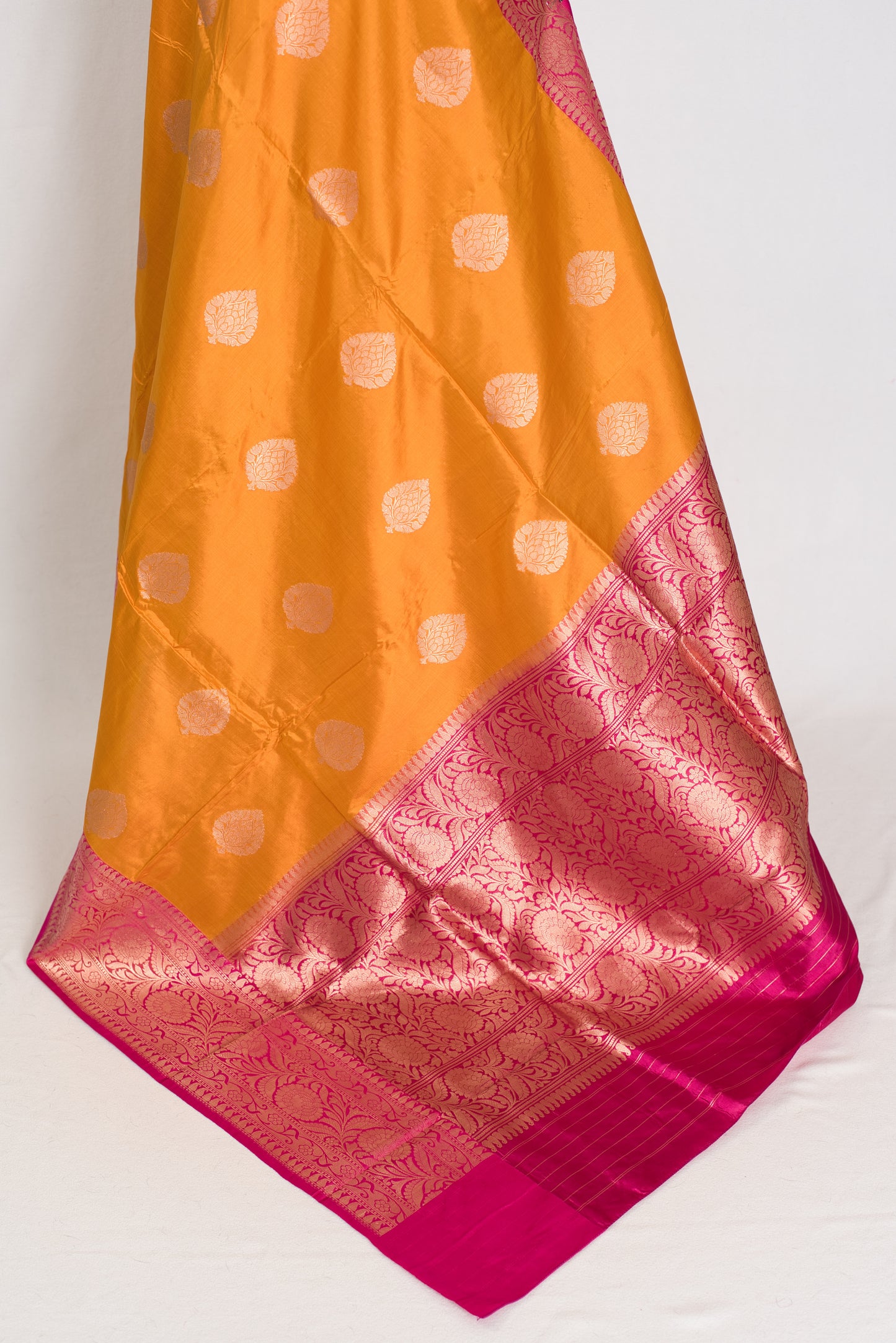 Meera | Orange & Pink Pure Katan Silk Banarasi Saree | Silk Mark Certified image 3