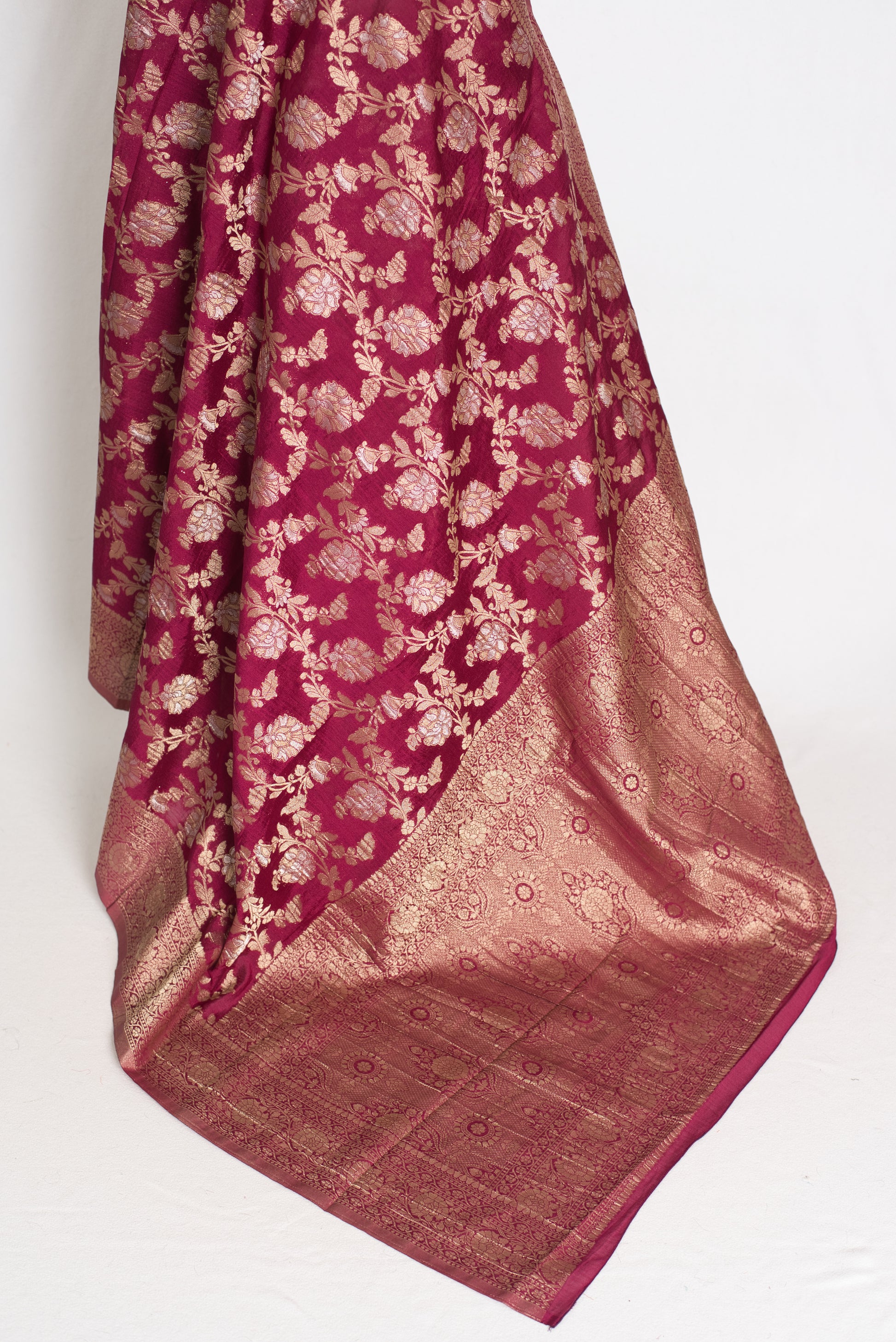 Nidhi : Sona Rupa Zari Semi Georgette Banarasi Saree | Size 40 Stitched Blouse image 5