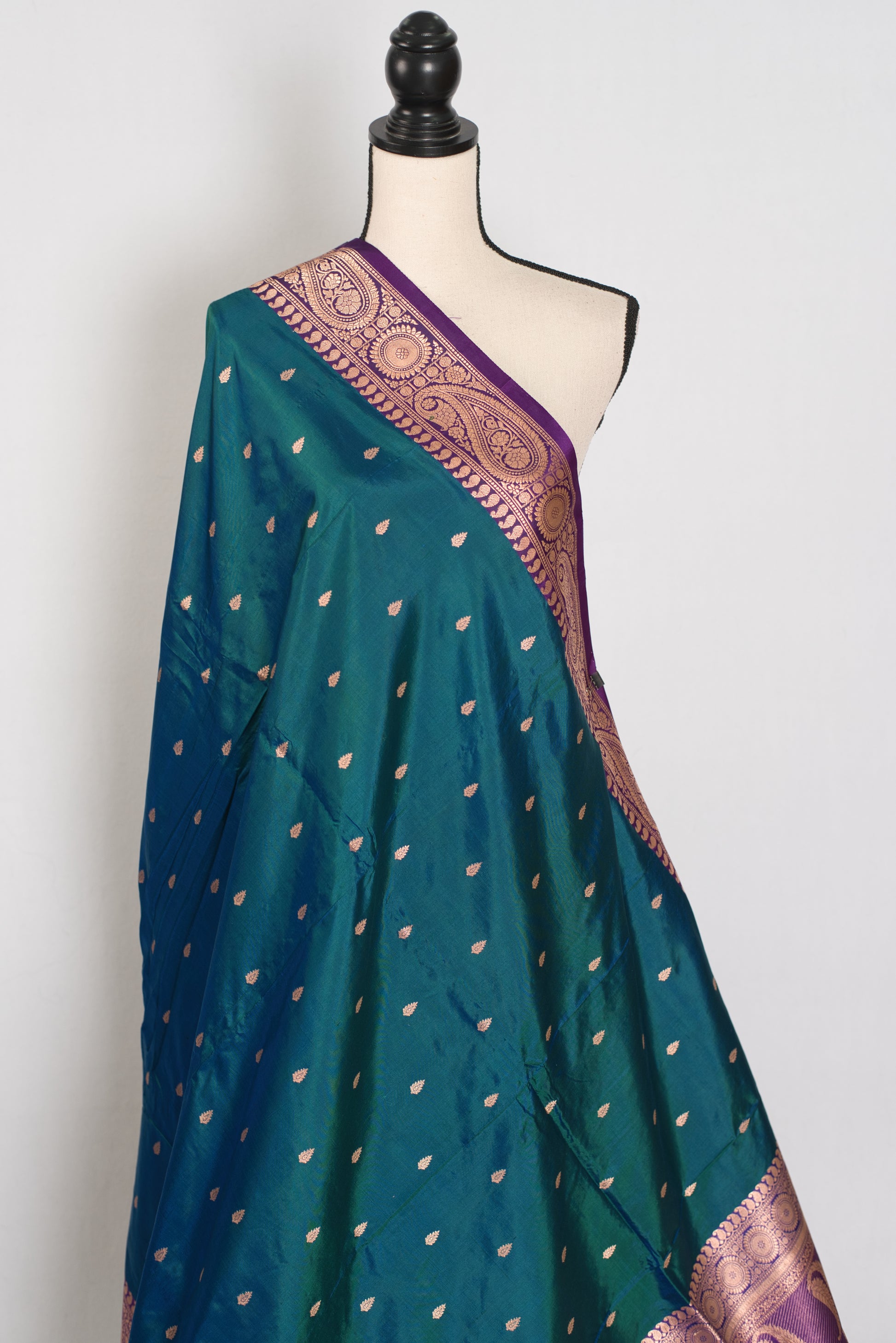 Mayuri | Peacock Green & Purple Pure Banarasi Silk Saree | Silk Mark Certified image 3