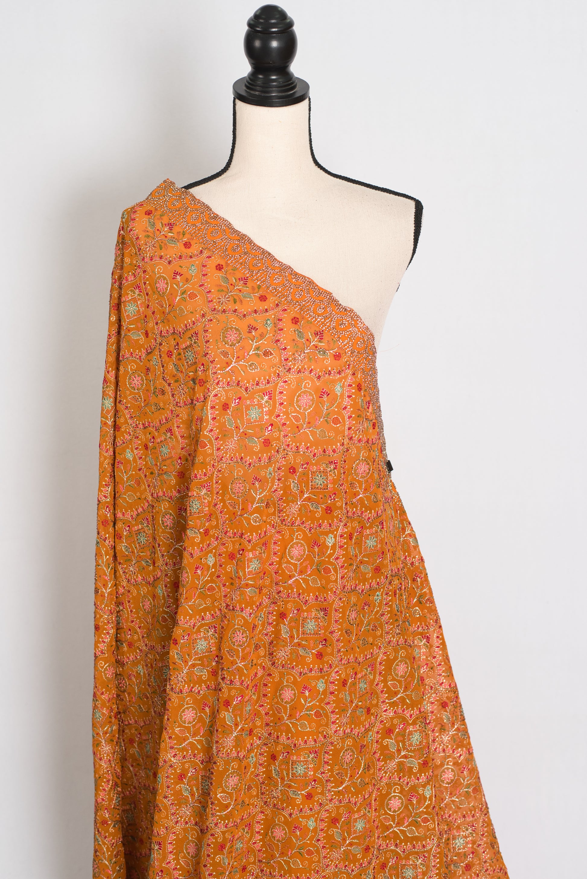 Hira | Turmeric Yellow Georgette Kashmiri Embroidery Saree | Perfect Haldi Wear image 5