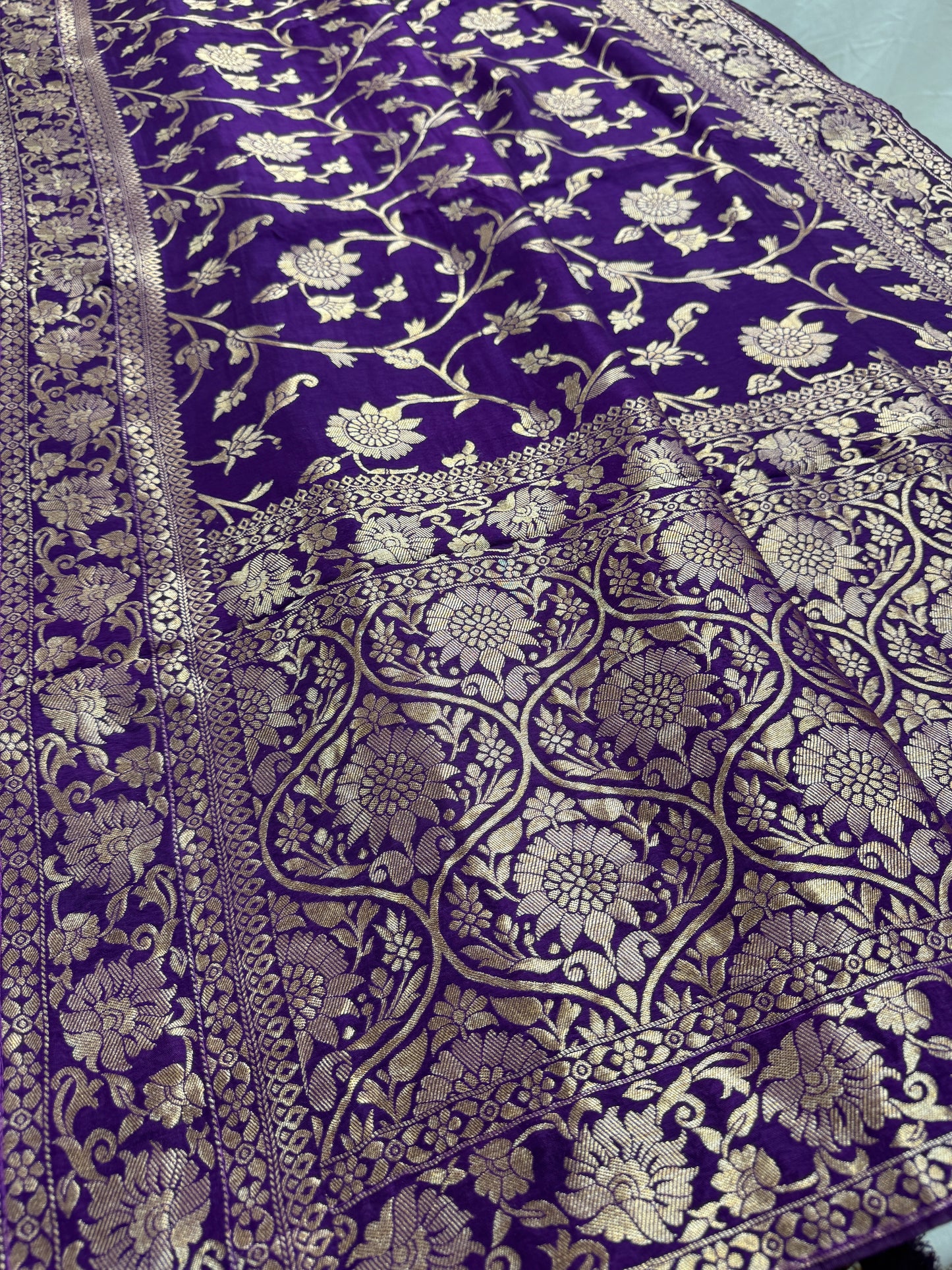 Liza : Purple and Gold Dola Silk Banarasi Saree image 4