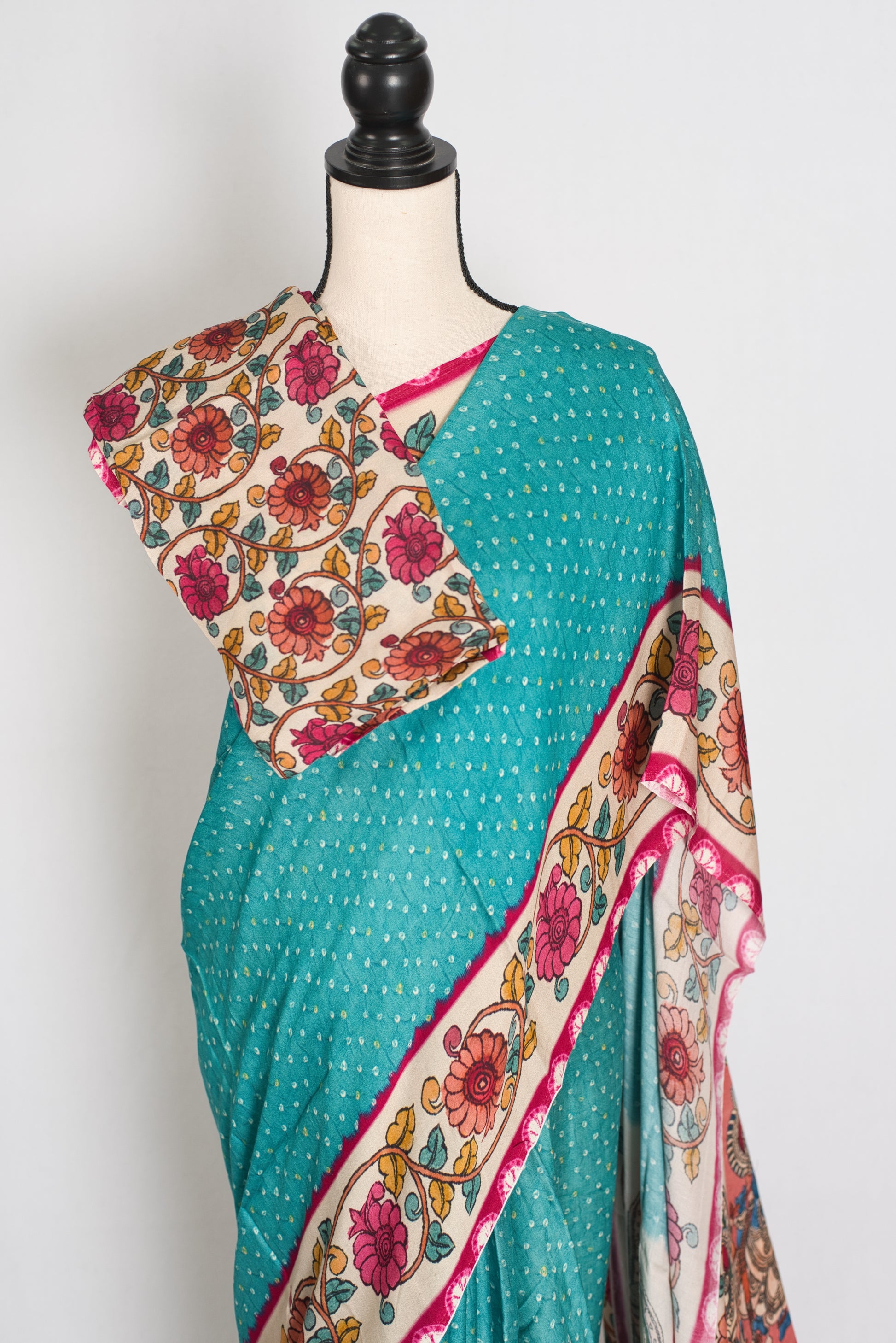 Srija | Turquoise Blue Soft Modal Silk Saree | Contemporary Designer Drape image 3