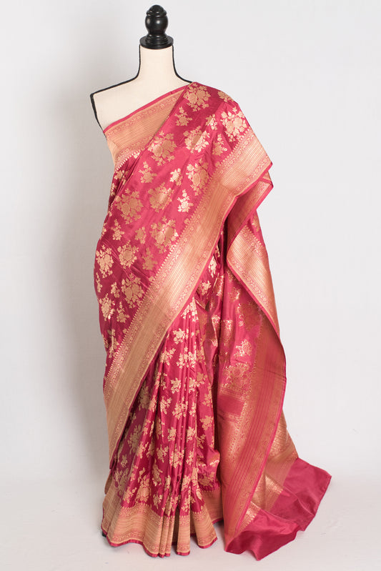 Mehuli: Silk Mark Certified Dusty Pink Bridal Banarasi Silk Saree image 0