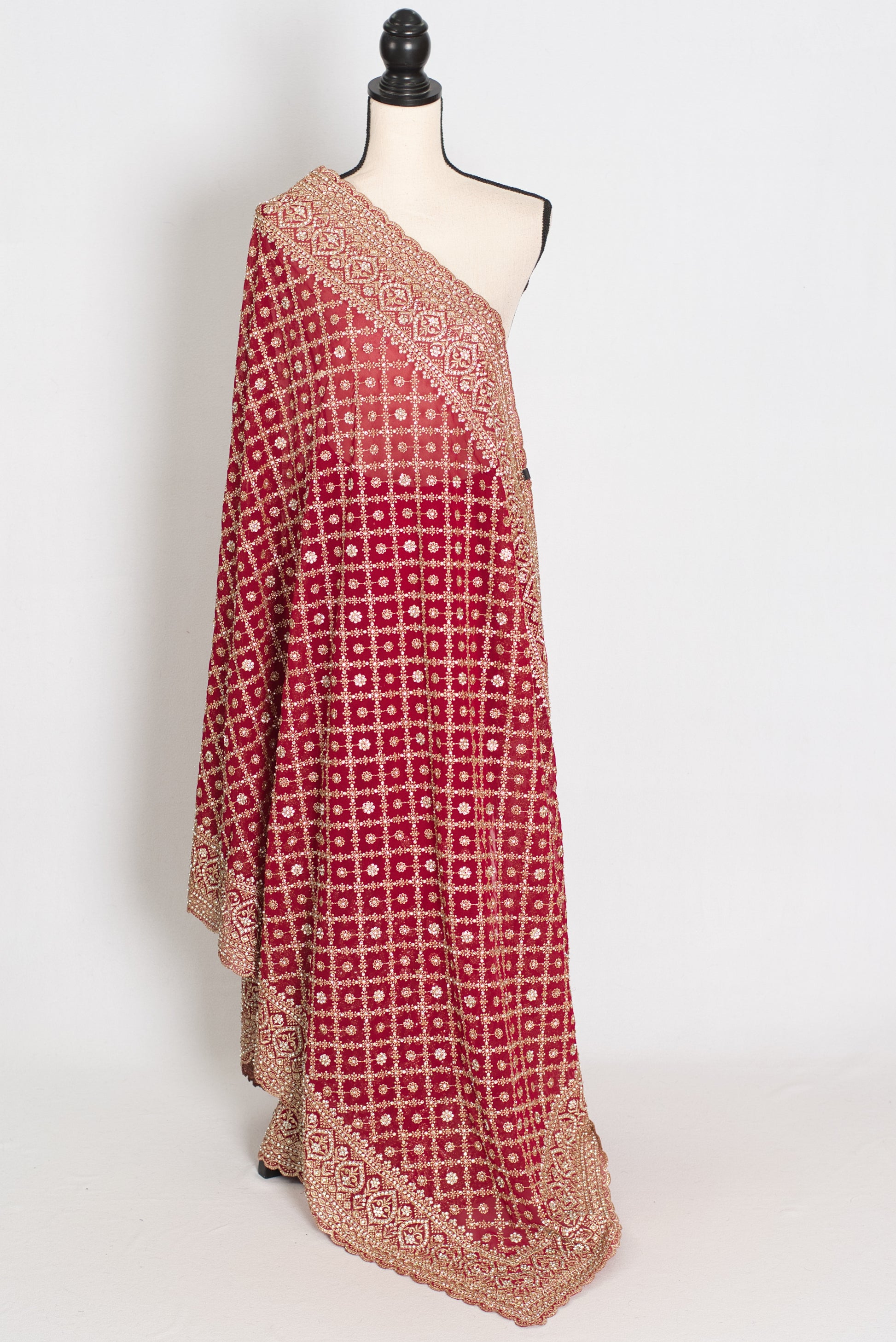 Heema | Dark Red Georgette Bridal Saree | Royal Festive & Wedding Wear image 1