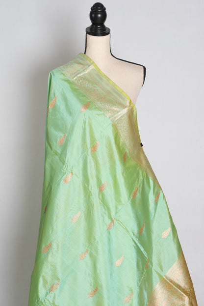 Sea Green and Gold Banarasi saree — border detail