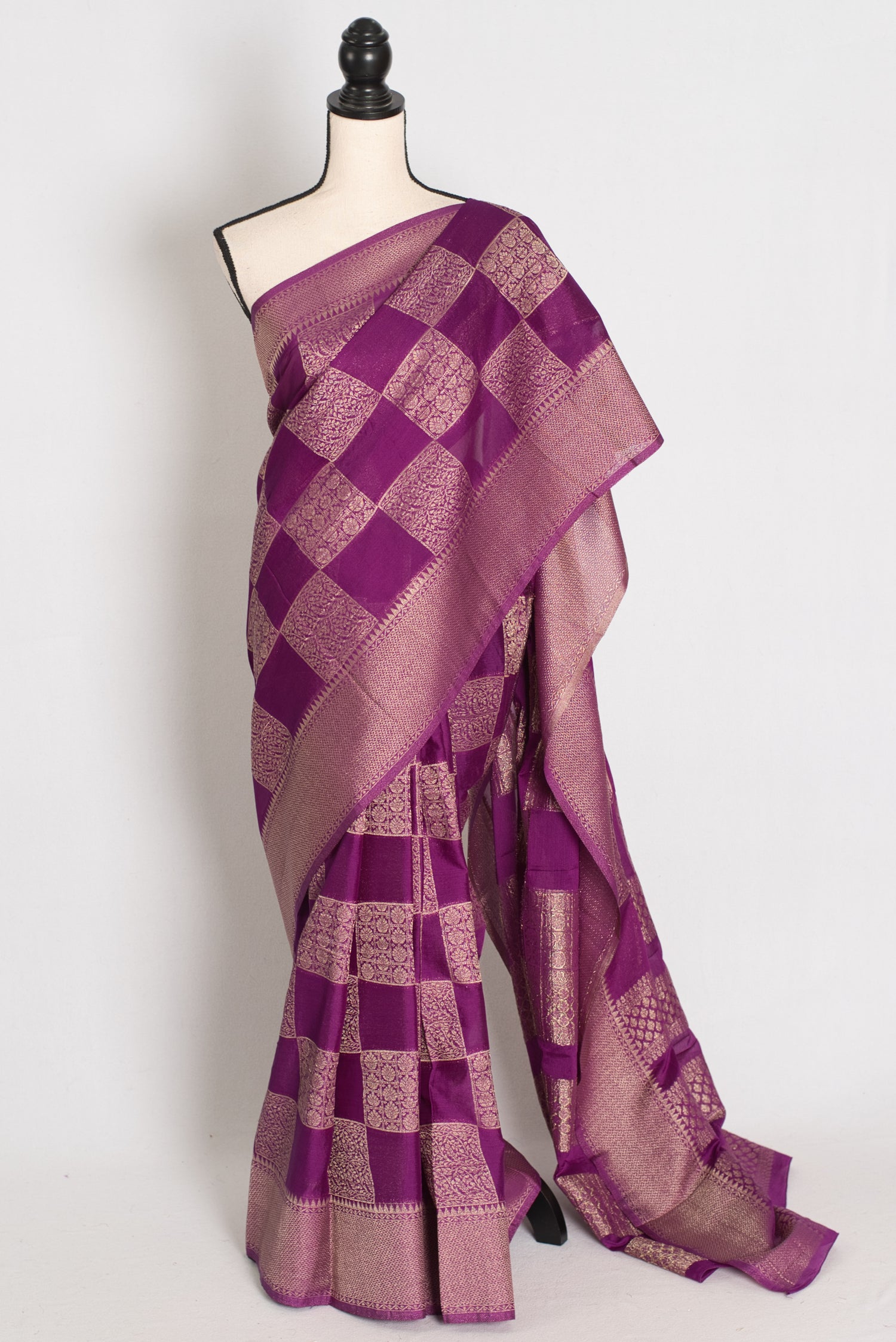 Saloni: Purple & Gold Semi Crepe Georgette Banarasi Saree image 0