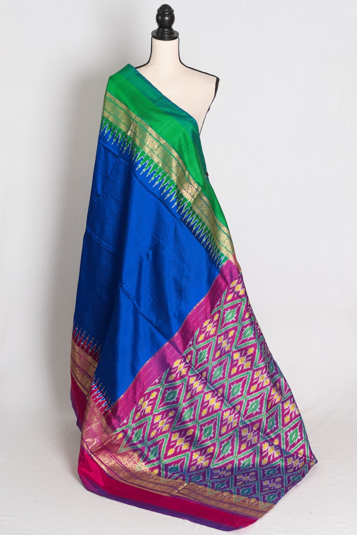 Stuti : Royal Blue Handwoven Pochampally Silk Saree image 1