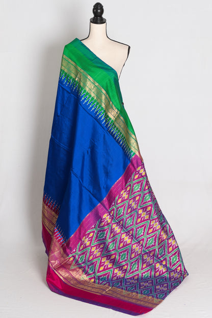 Stuti : Royal Blue Handwoven Pochampally Silk Saree image 1