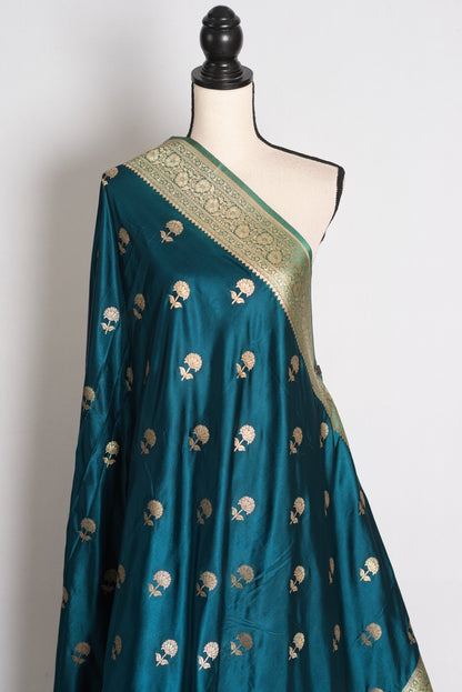 Mahi: Cobalt Blue Semi Mashru Banarasi Silk Saree image 4