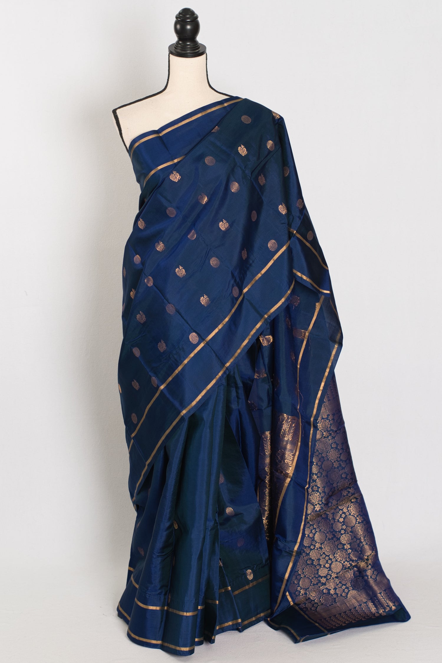 Nandini: Peacock Blue Lightweight Kanjivaram Silk Saree | Silk Mark image 0