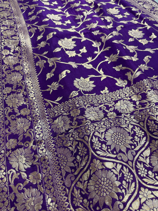 Liza : Purple and Gold Dola Silk Banarasi Saree image 0