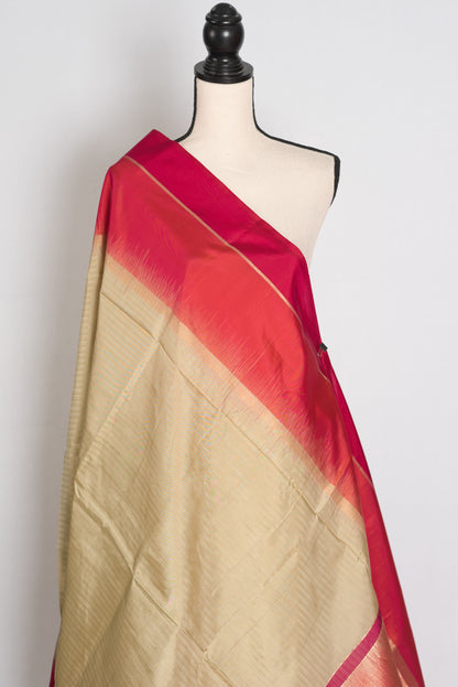Sree : Clay Brown, Orange, and Red Wide Border Lightweight Kanjivaram Silk Saree image 4