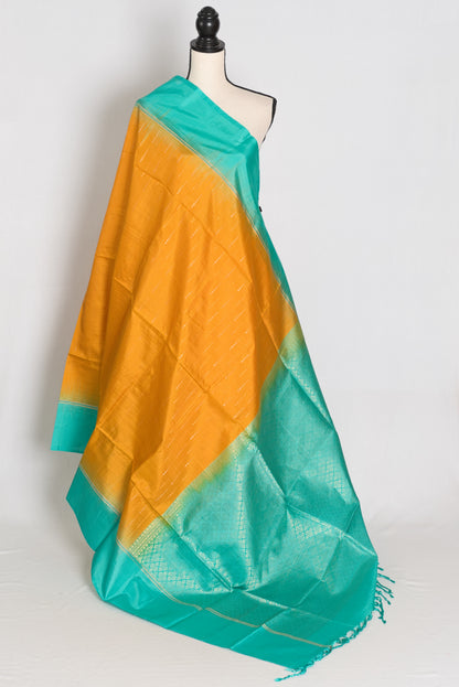 Kalyani Yellow and Sea Green Lightweight Kanjivaram Silk Saree image 1