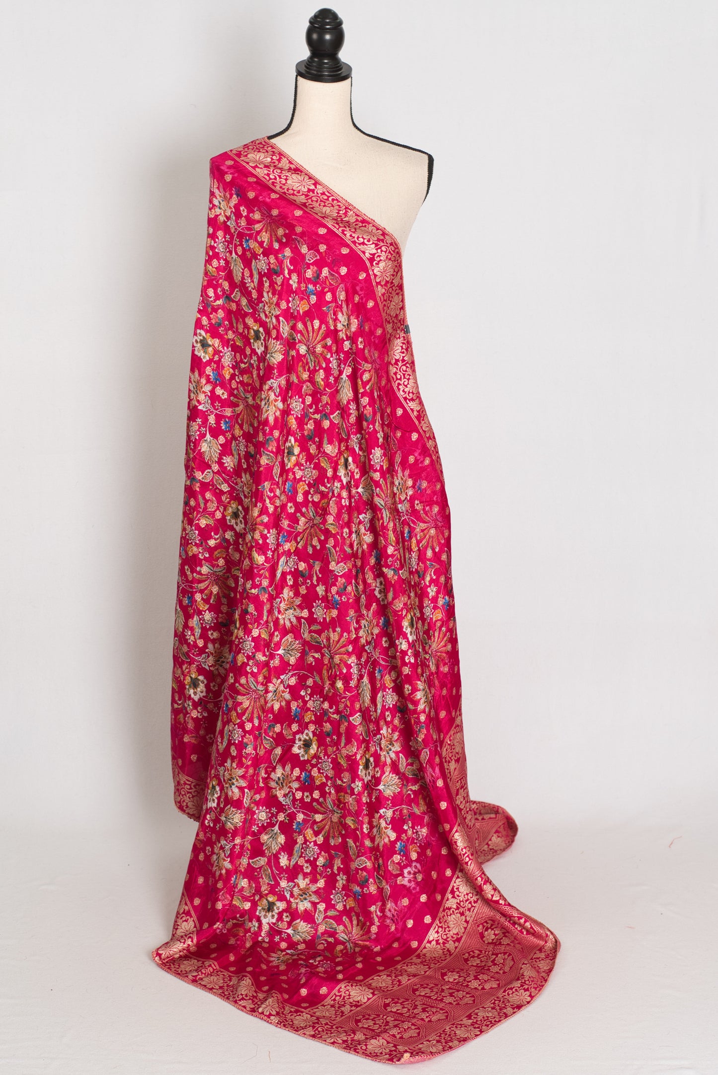 Arifa : Dark Pink Dola Silk Banarasi Dupatta image 1