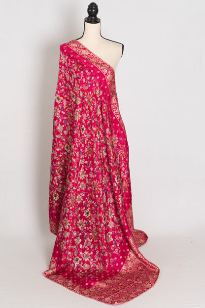 Arifa : Dark Pink Dola Silk Banarasi Dupatta image 1