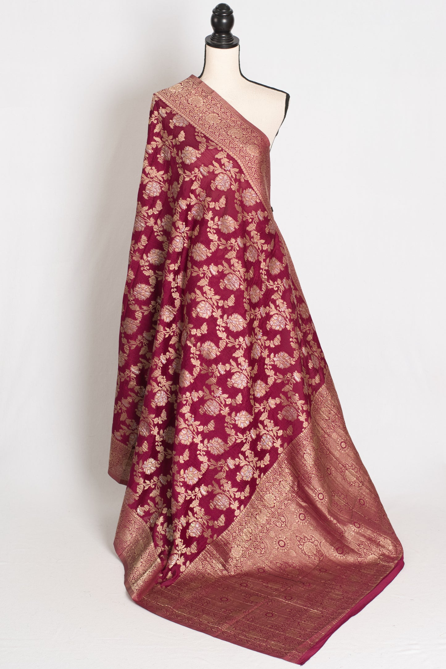 Nidhi : Sona Rupa Zari Semi Georgette Banarasi Saree | Size 40 Stitched Blouse image 3