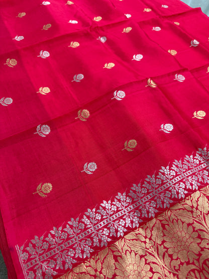 Scarlet Blossom : Silk Mark Certified Lightweight Red Banarasi Saree image 0