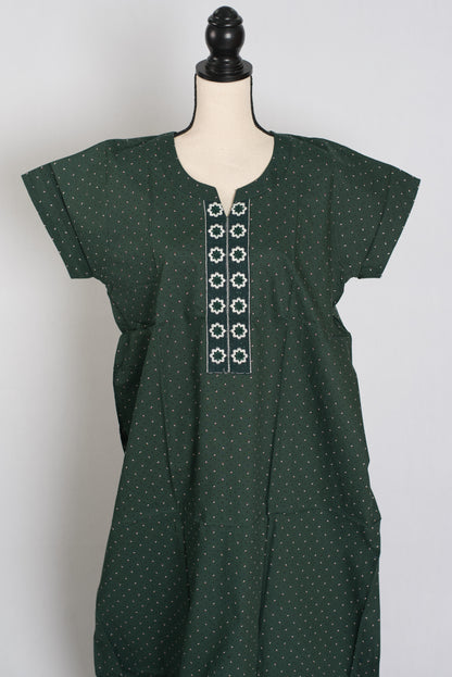 Printed Bottle Green Pure Cotton Nightwear in Regular Size image 0